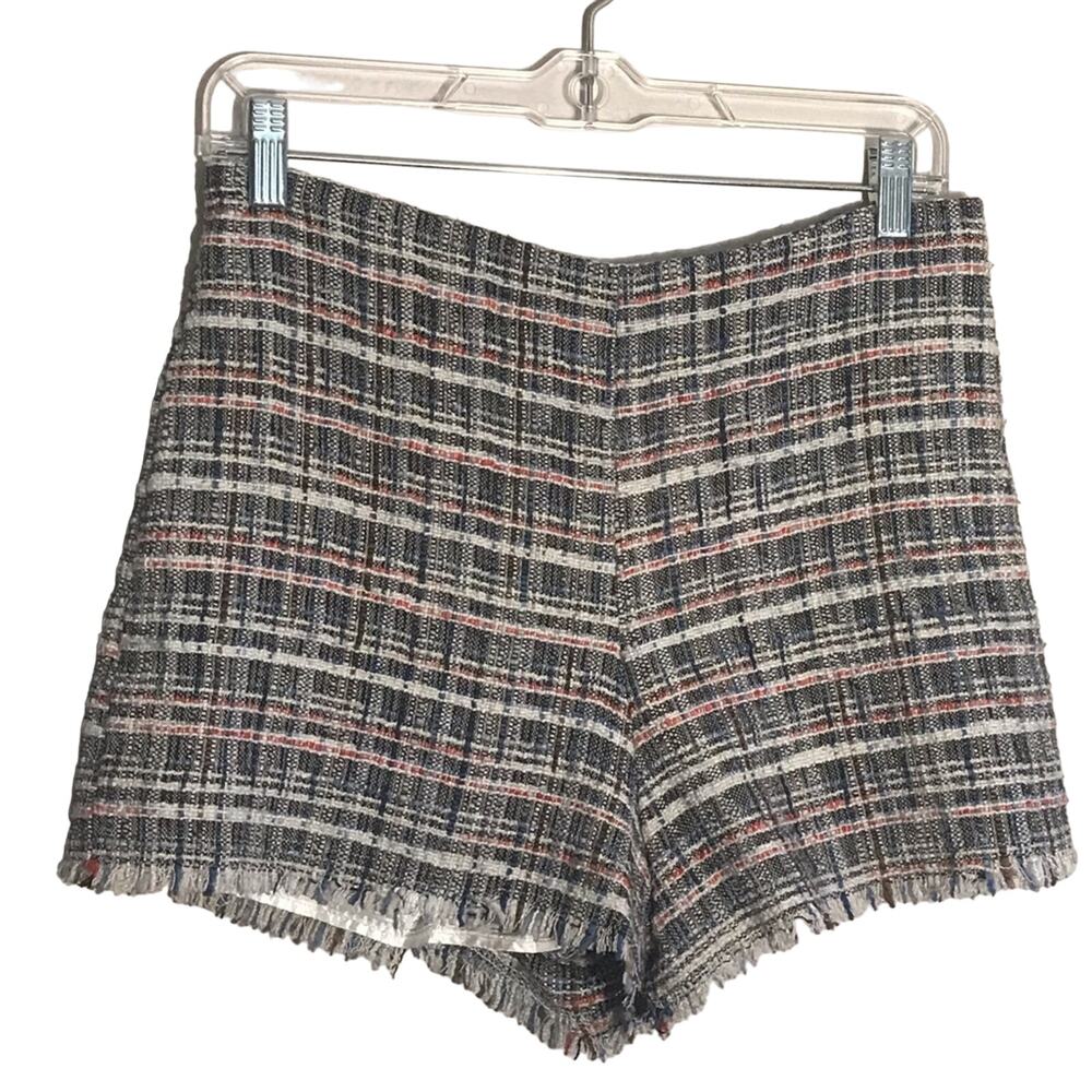 Mustard Seed Tweed Jacquard raw hem shorts black red white blue classic preppy M